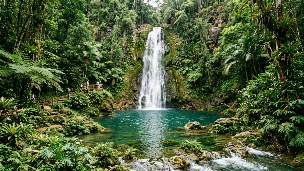 Cascada Salto El Limón en medio de la selva tropical